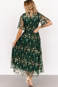 Clearance Baltic Born Arabella Embroidered Tulle Maxi Dress | Dark Green Floral