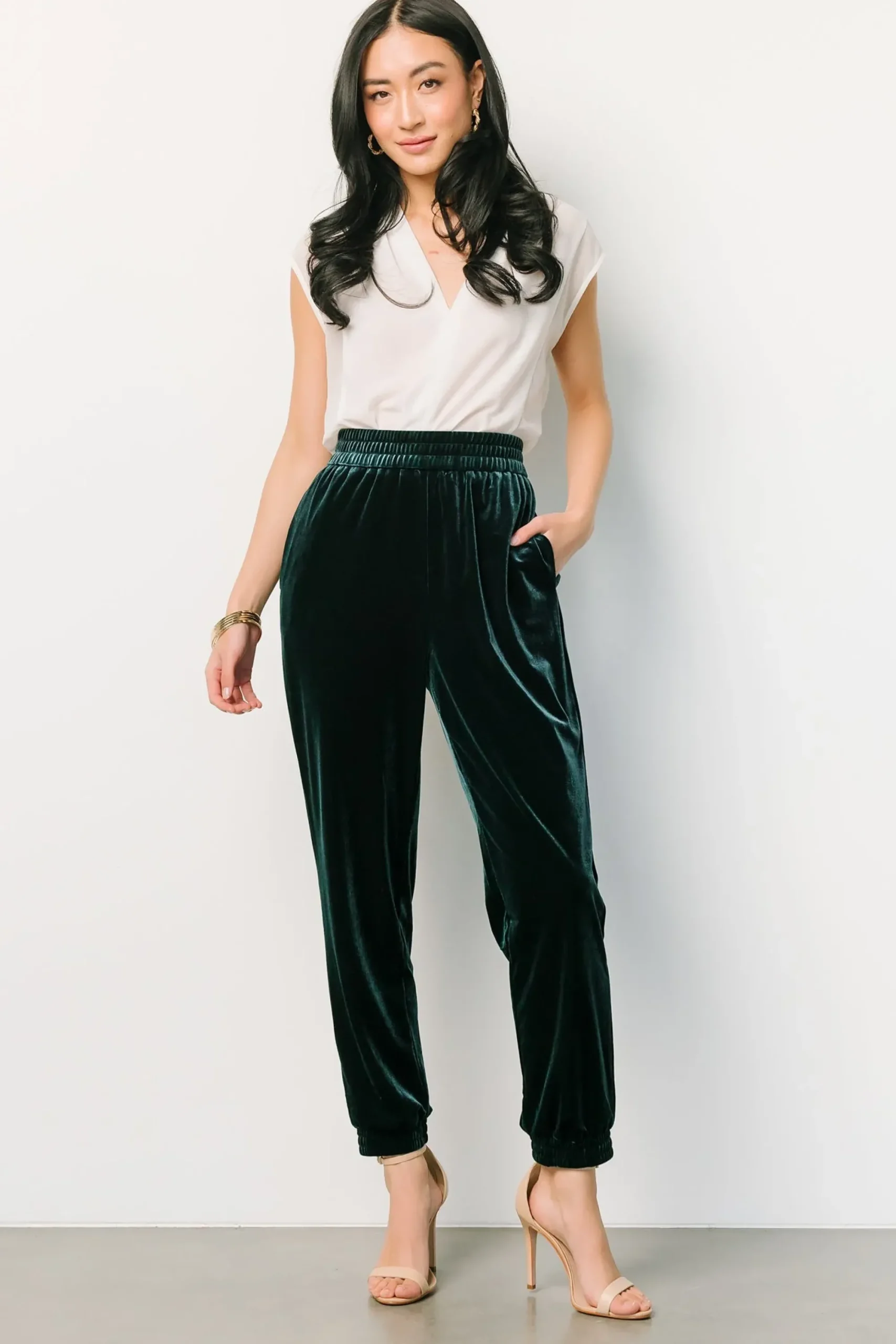 Sale Baltic Born Archie Velvet Jogger Pants | Dark Green