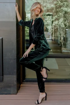 Sale Baltic Born Archie Velvet Jogger Pants | Dark Green