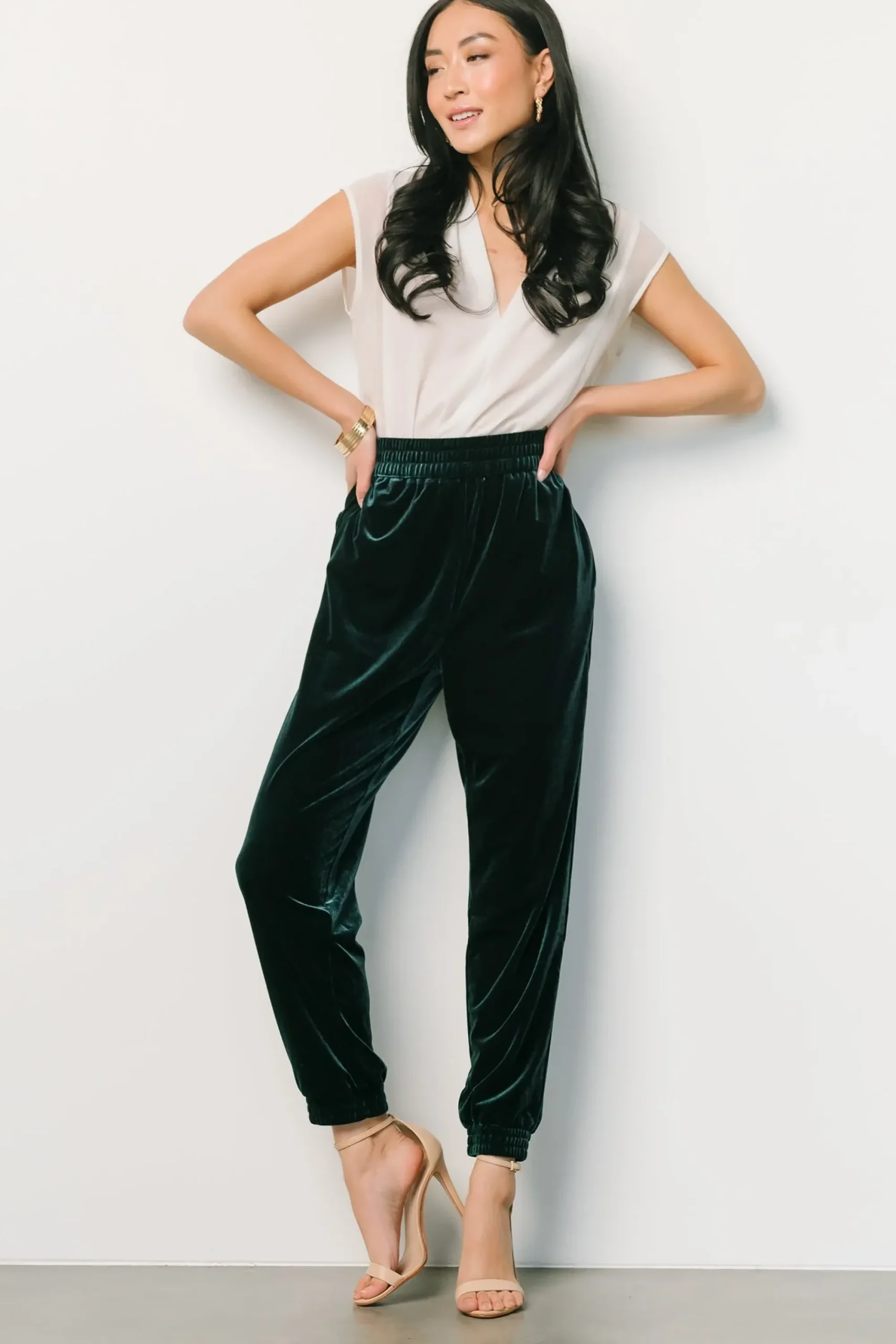 Sale Baltic Born Archie Velvet Jogger Pants | Dark Green