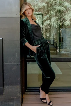 Sale Baltic Born Archie Velvet Jogger Pants | Dark Green