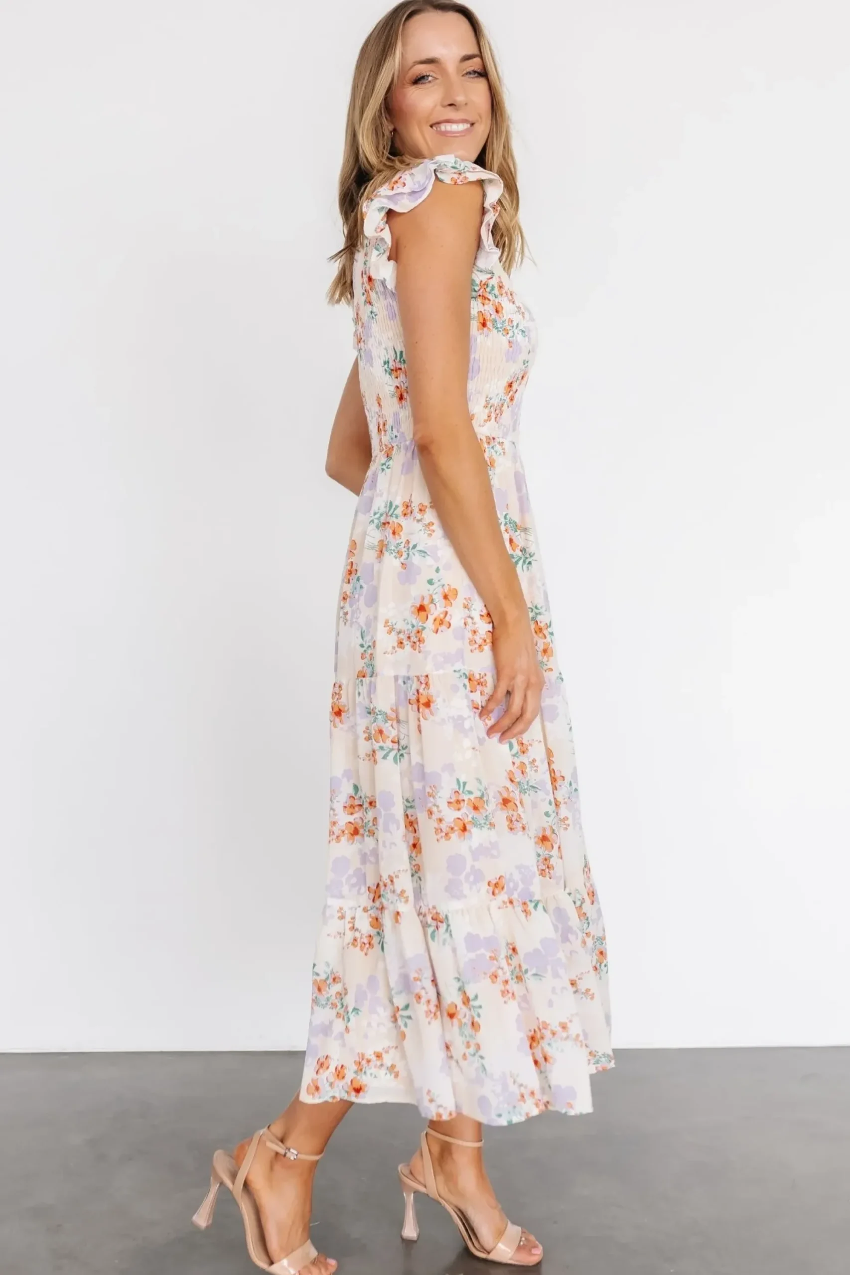 Sale Baltic Born Arla Smocked Maxi Dress | Cream Floral