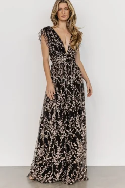 Discount Baltic Born Arlene Shimmer Gown | Black + Rose Gold