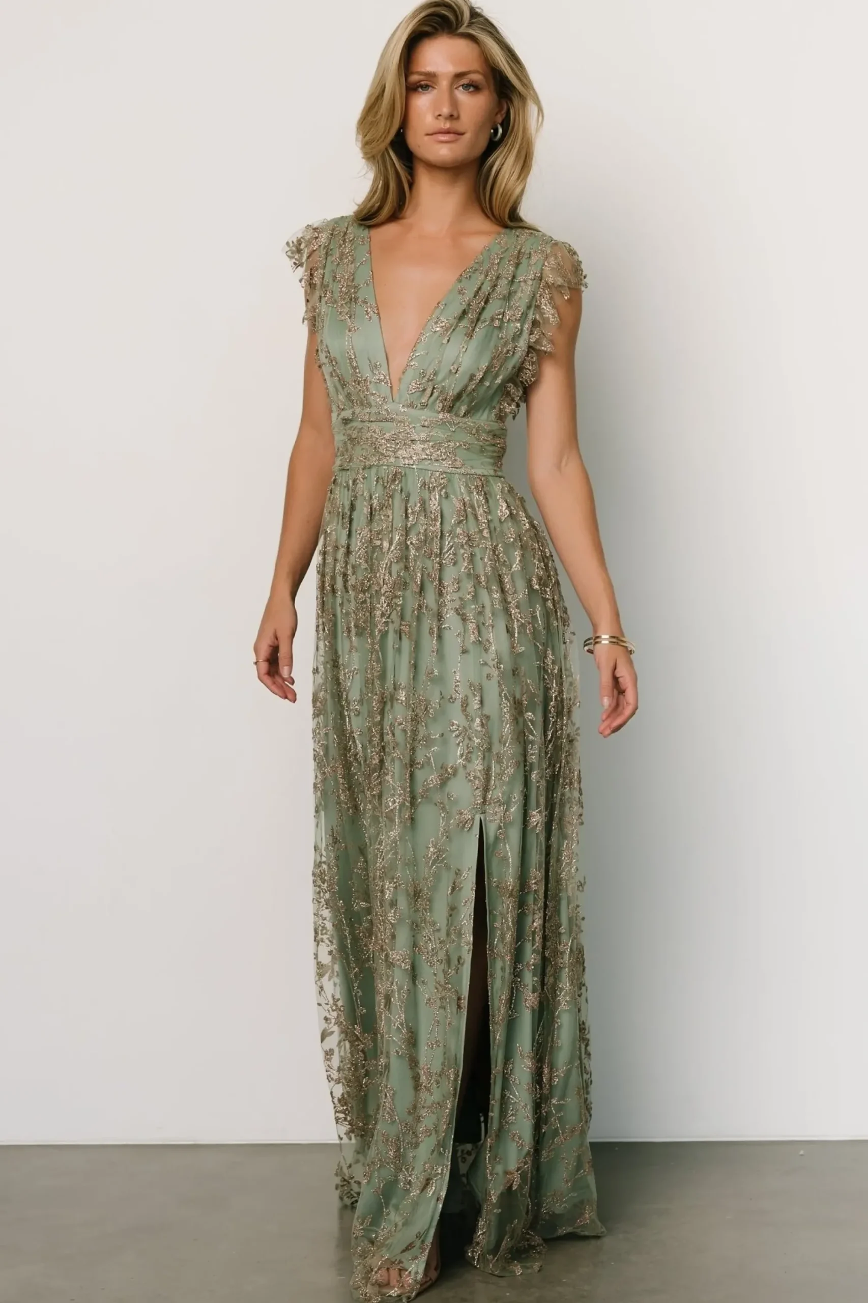 Clearance Baltic Born Arlene Shimmer Gown | Sage + Gold