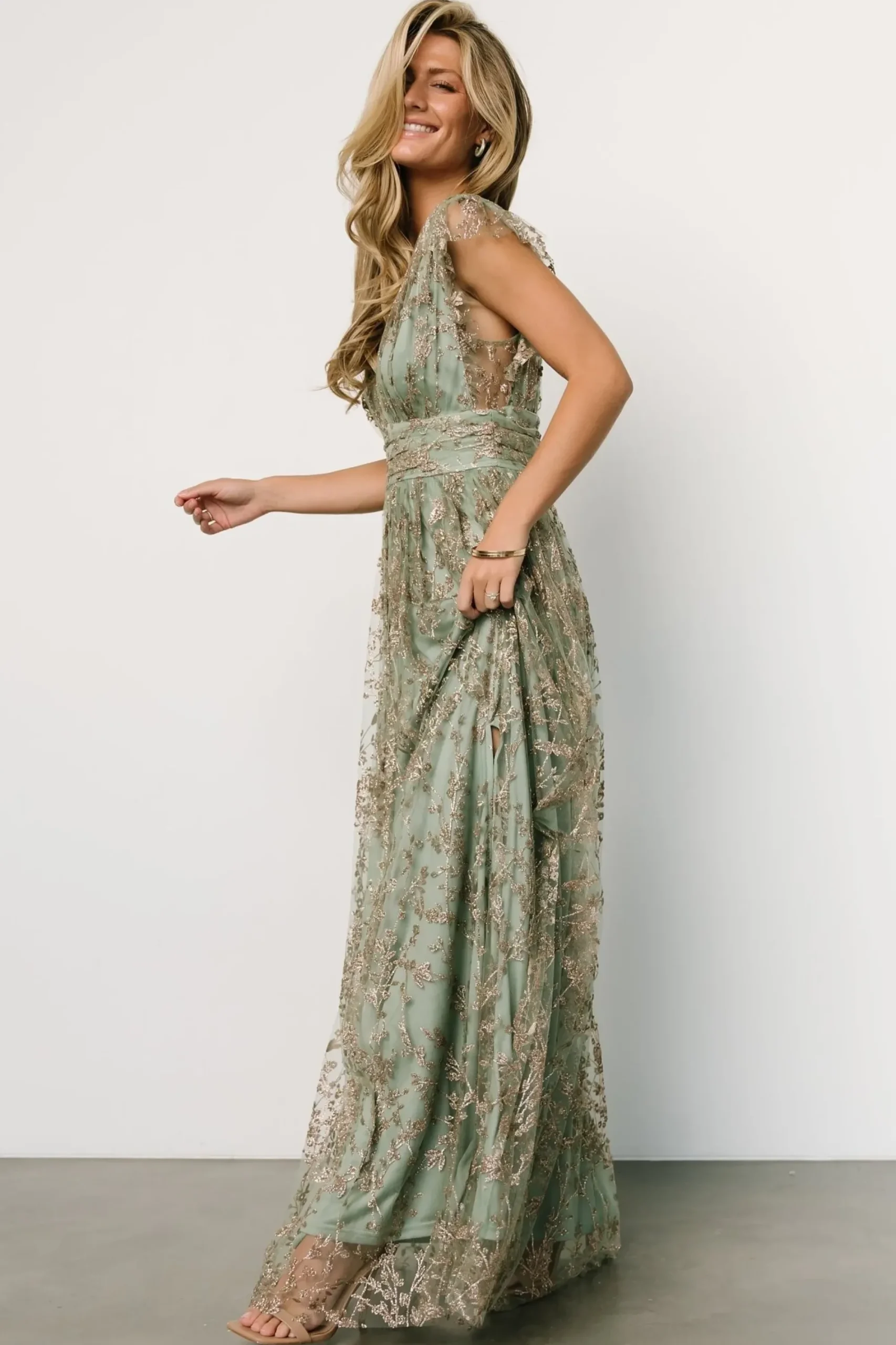 Clearance Baltic Born Arlene Shimmer Gown | Sage + Gold
