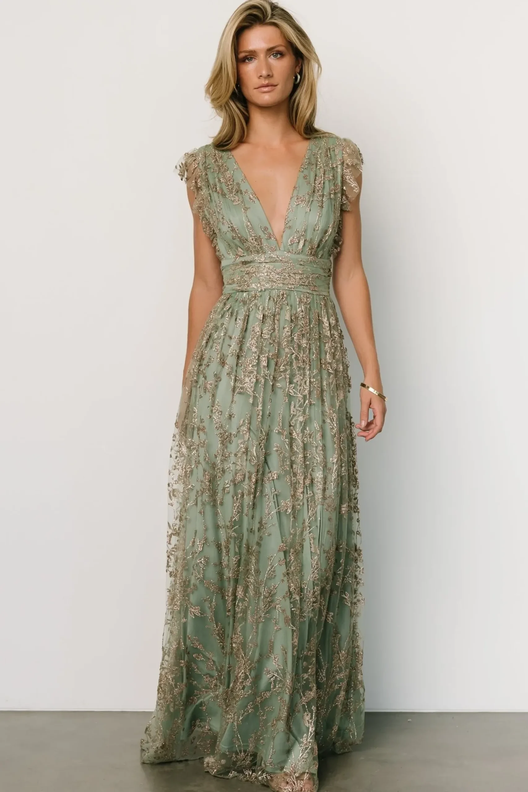 Clearance Baltic Born Arlene Shimmer Gown | Sage + Gold