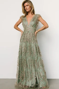 Clearance Baltic Born Arlene Shimmer Gown | Sage + Gold