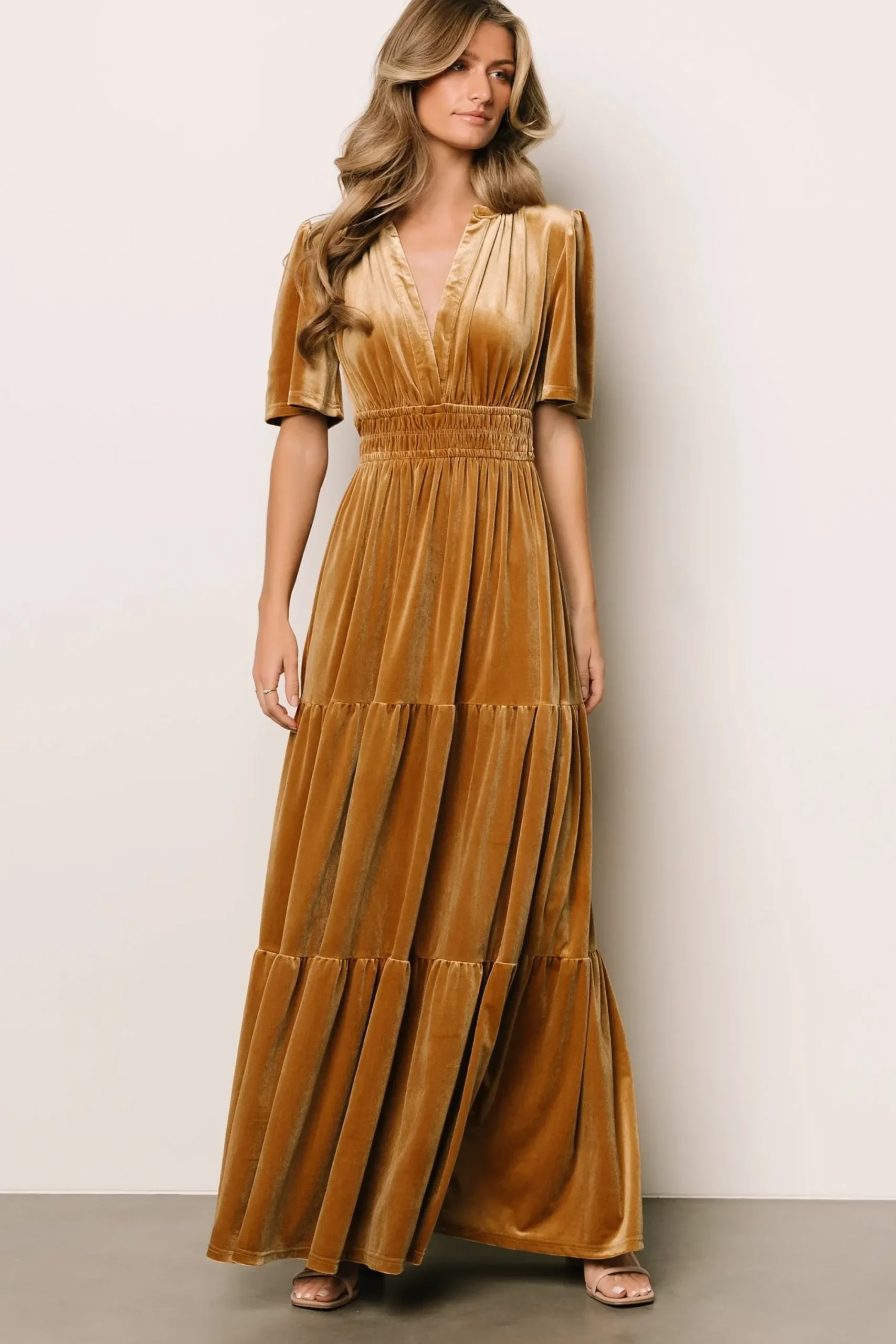 Clearance Baltic Born Artemis Velvet Maxi Dress | Dark Gold