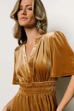 Clearance Baltic Born Artemis Velvet Maxi Dress | Dark Gold