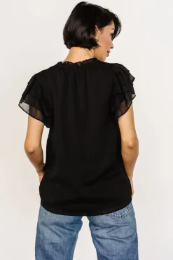 Sale Baltic Born Asher Ruffle Sleeve Top | Black