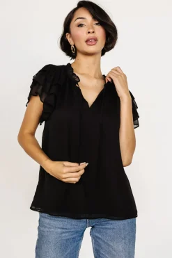Sale Baltic Born Asher Ruffle Sleeve Top | Black