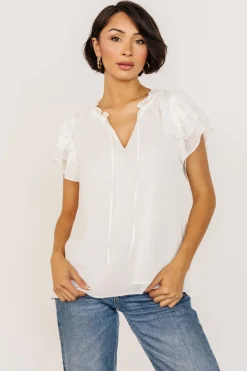 Hot Baltic Born Asher Ruffle Sleeve Top | Off White