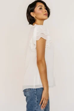 Hot Baltic Born Asher Ruffle Sleeve Top | Off White