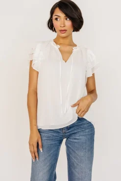 Hot Baltic Born Asher Ruffle Sleeve Top | Off White
