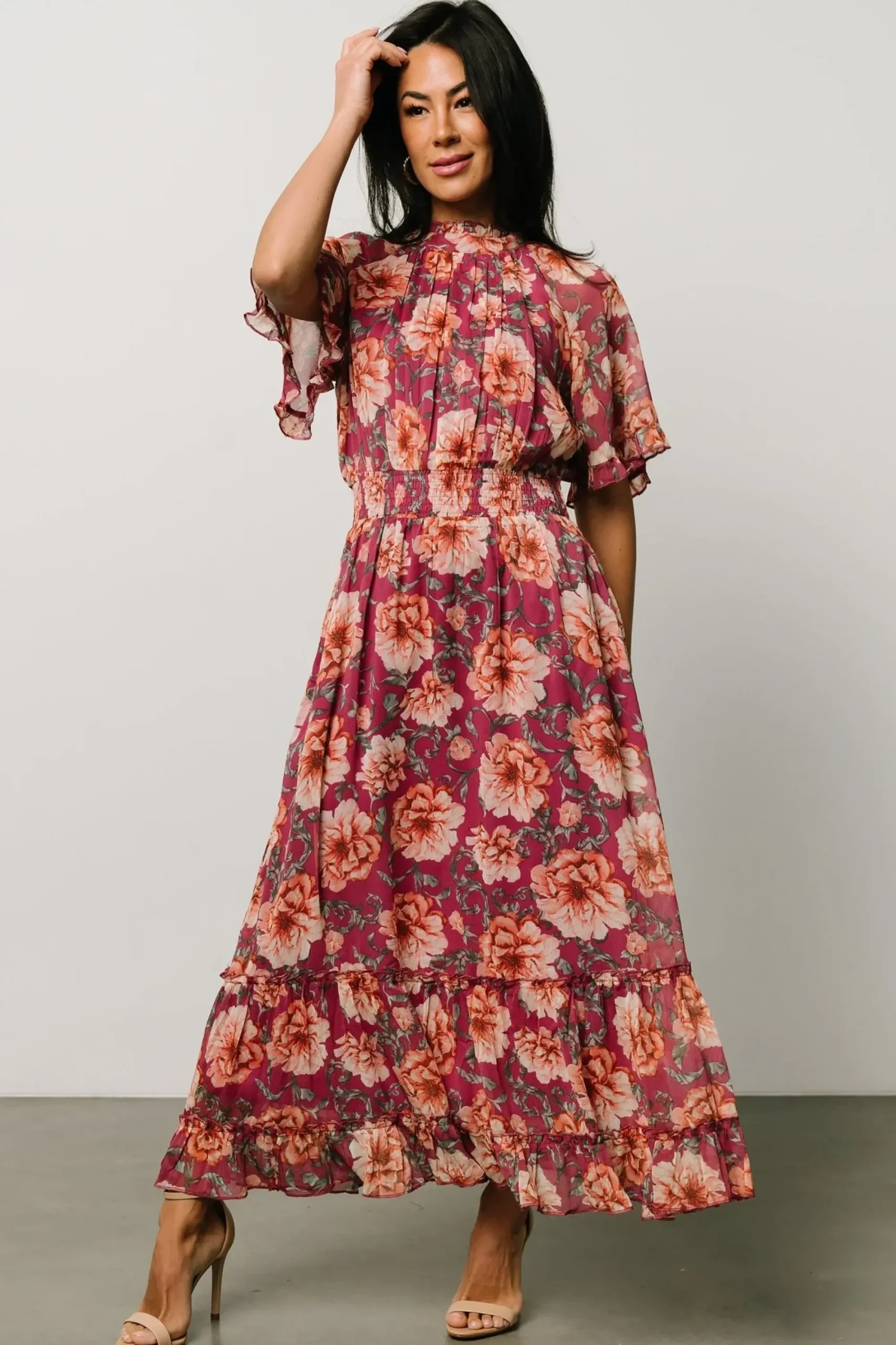 Sale Baltic Born Ashton Maxi Dress | Deep Berry Floral