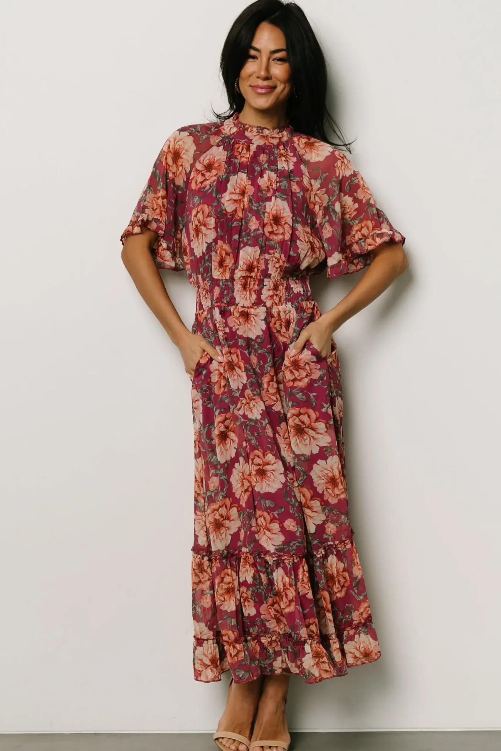 Sale Baltic Born Ashton Maxi Dress | Deep Berry Floral