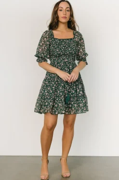 Best Baltic Born Azlyn Smocked Short Dress | Green + Pink Floral