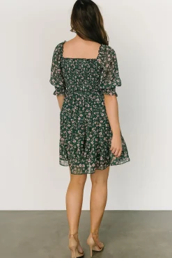 Best Baltic Born Azlyn Smocked Short Dress | Green + Pink Floral