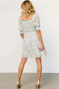 Best Baltic Born Azlyn Smocked Short Dress | Light Blue Floral