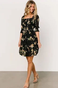 New Baltic Born Azlyn Smocked Short Dress | Night Bloom Floral