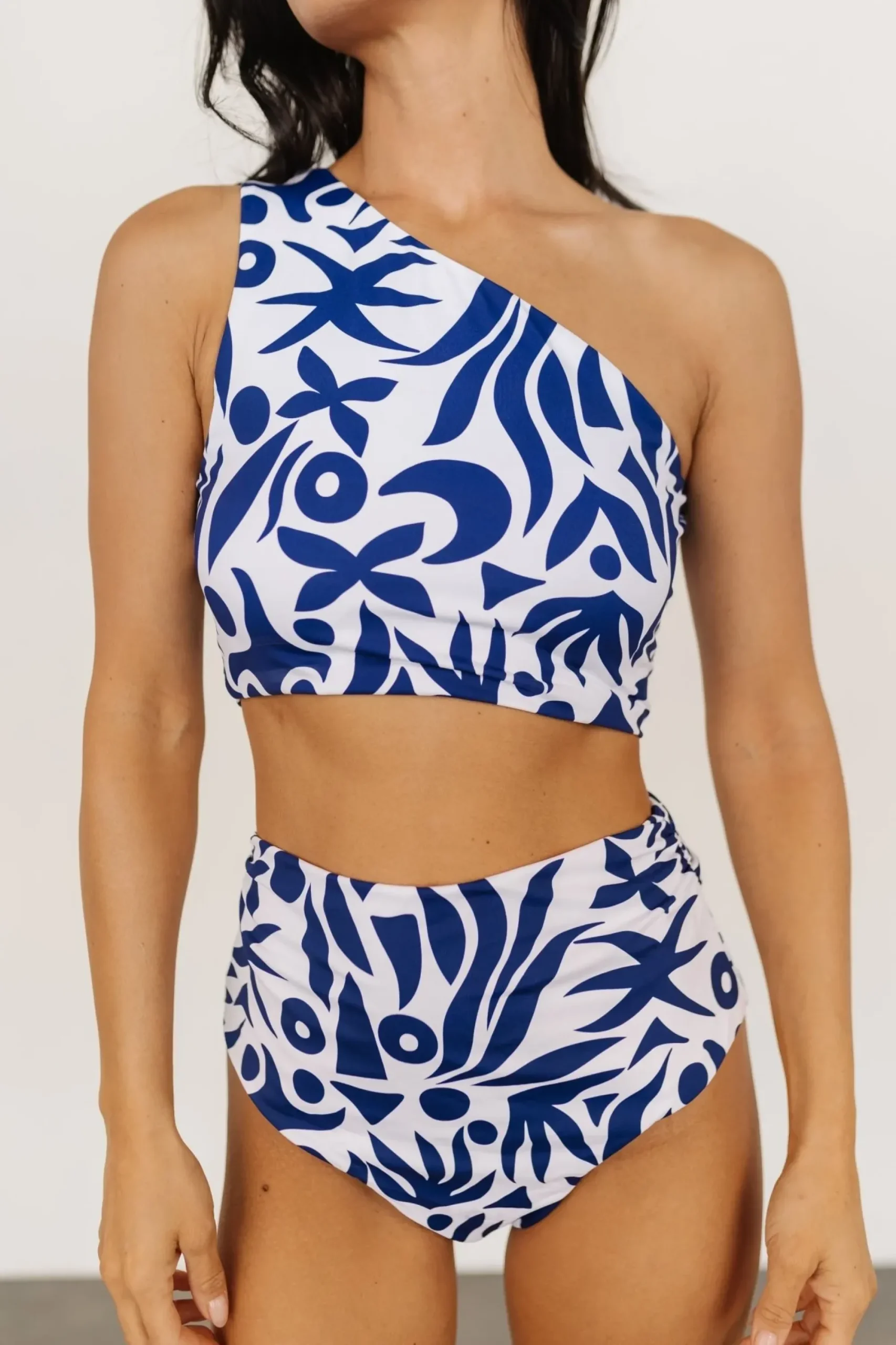 Best Baltic Born Bali One Shoulder Bikini Top | White + Navy