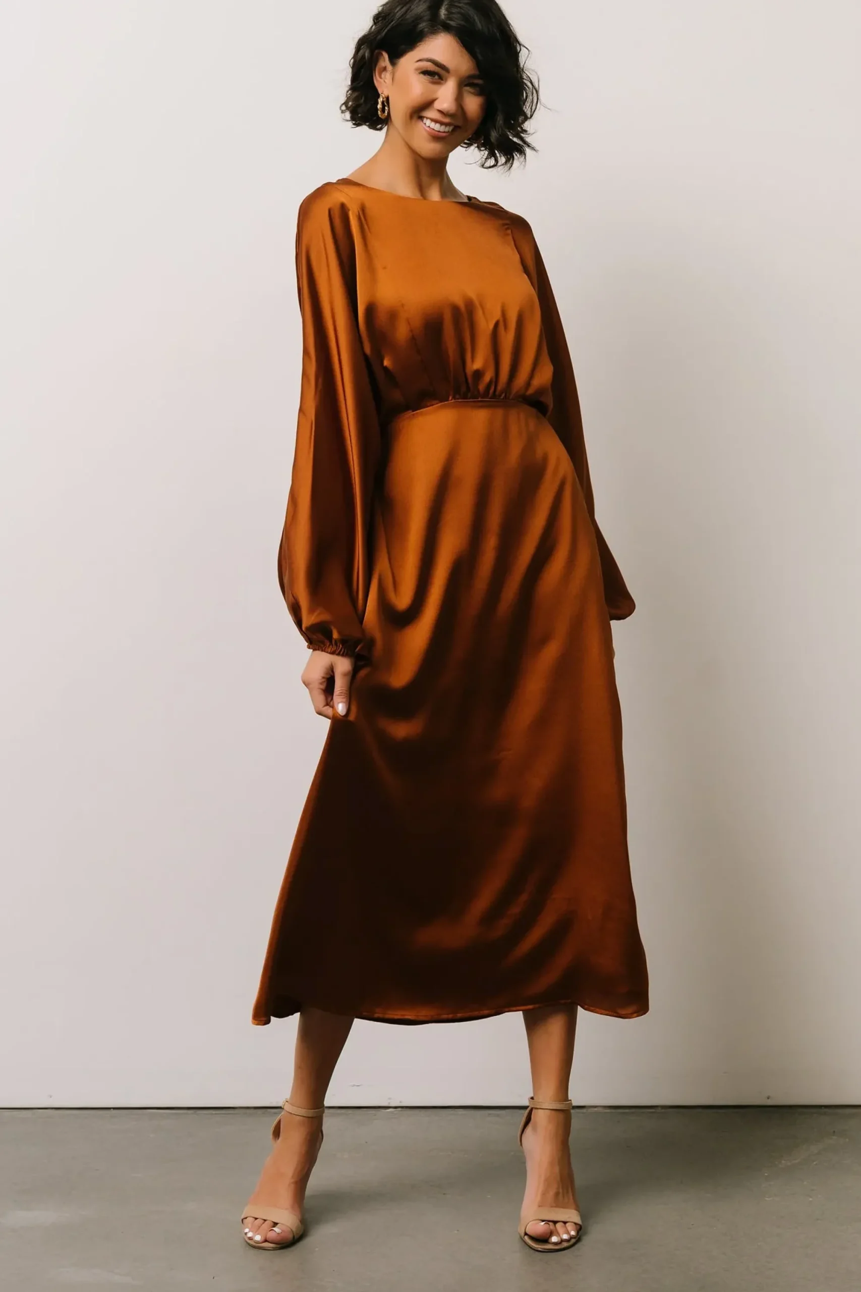 Clearance Baltic Born Balta Satin Midi Dress | Bronze