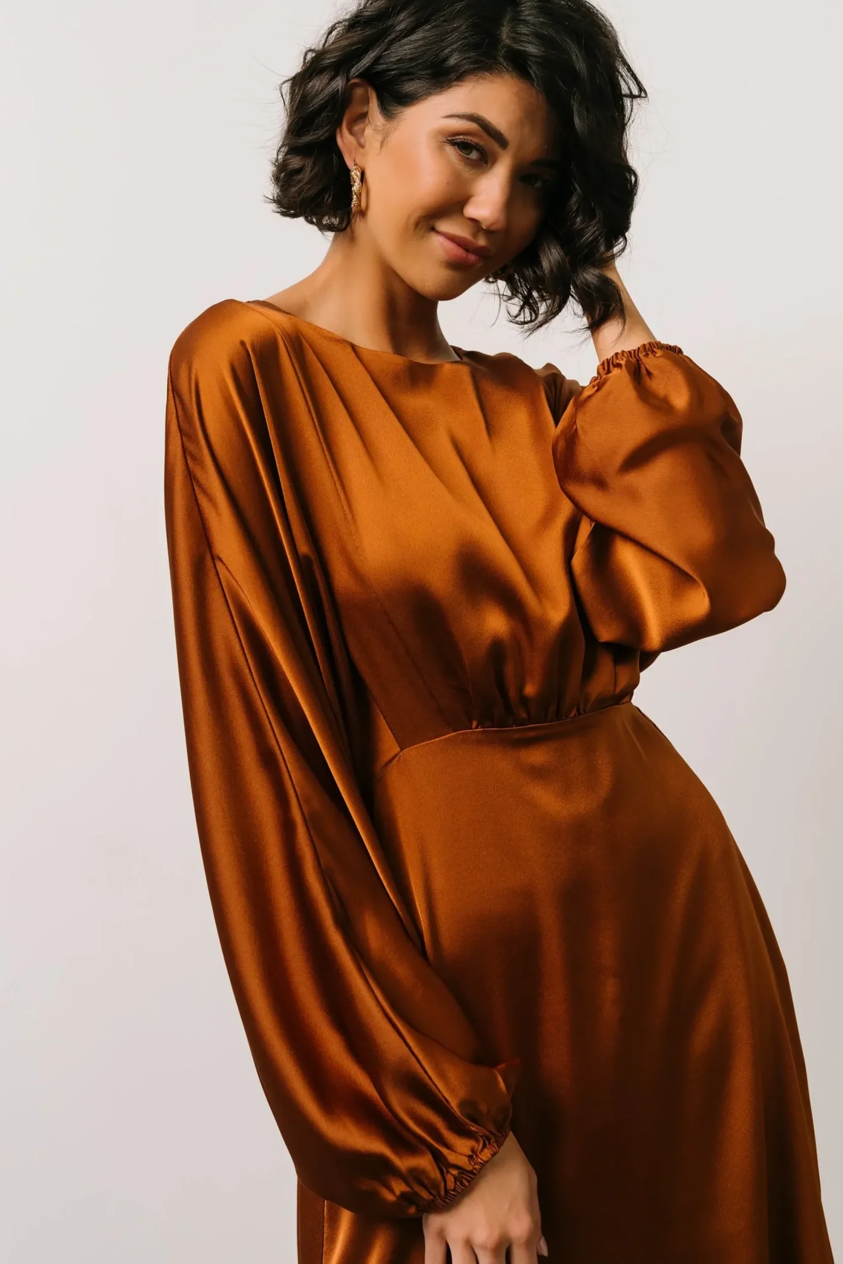 Clearance Baltic Born Balta Satin Midi Dress | Bronze