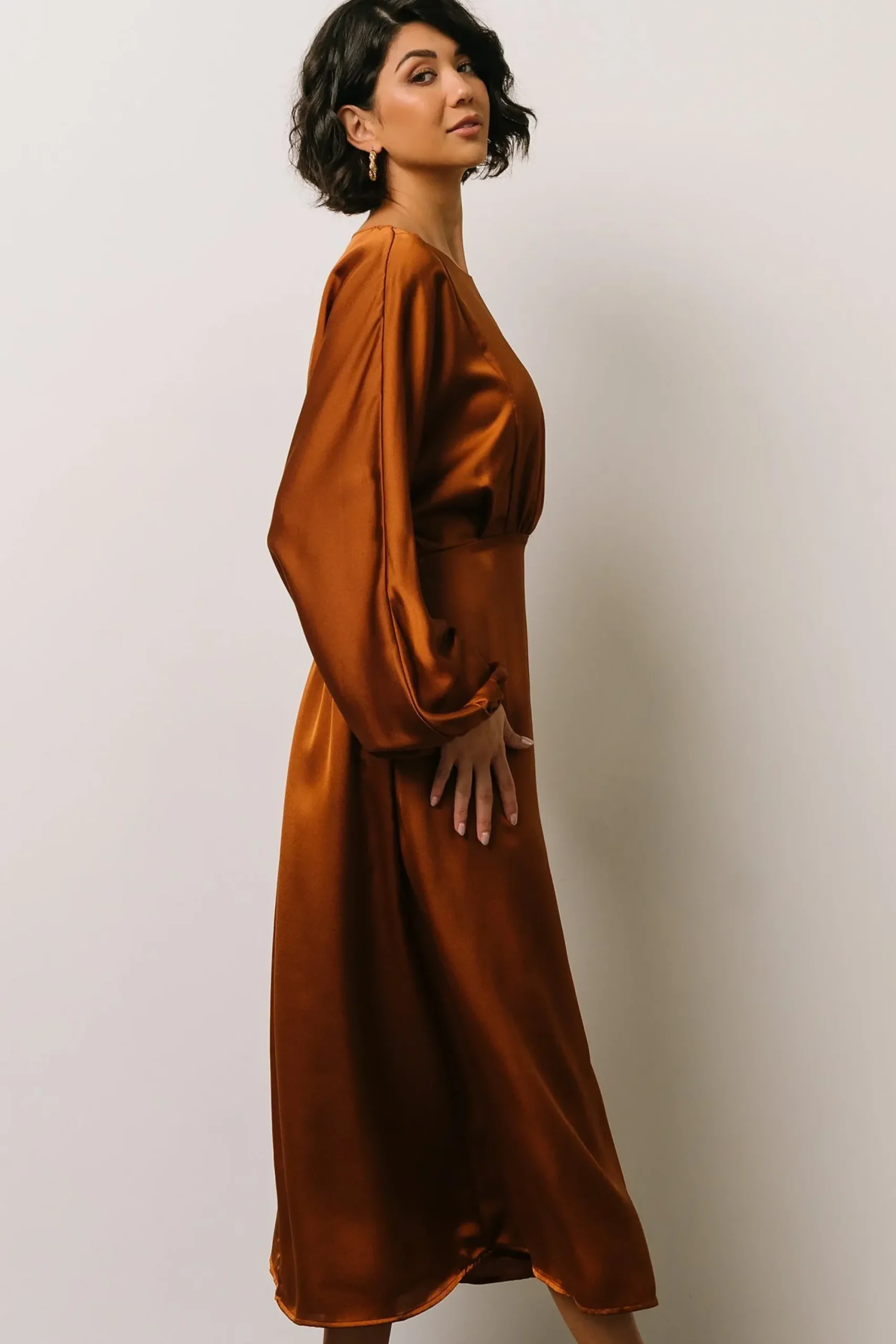 Clearance Baltic Born Balta Satin Midi Dress | Bronze