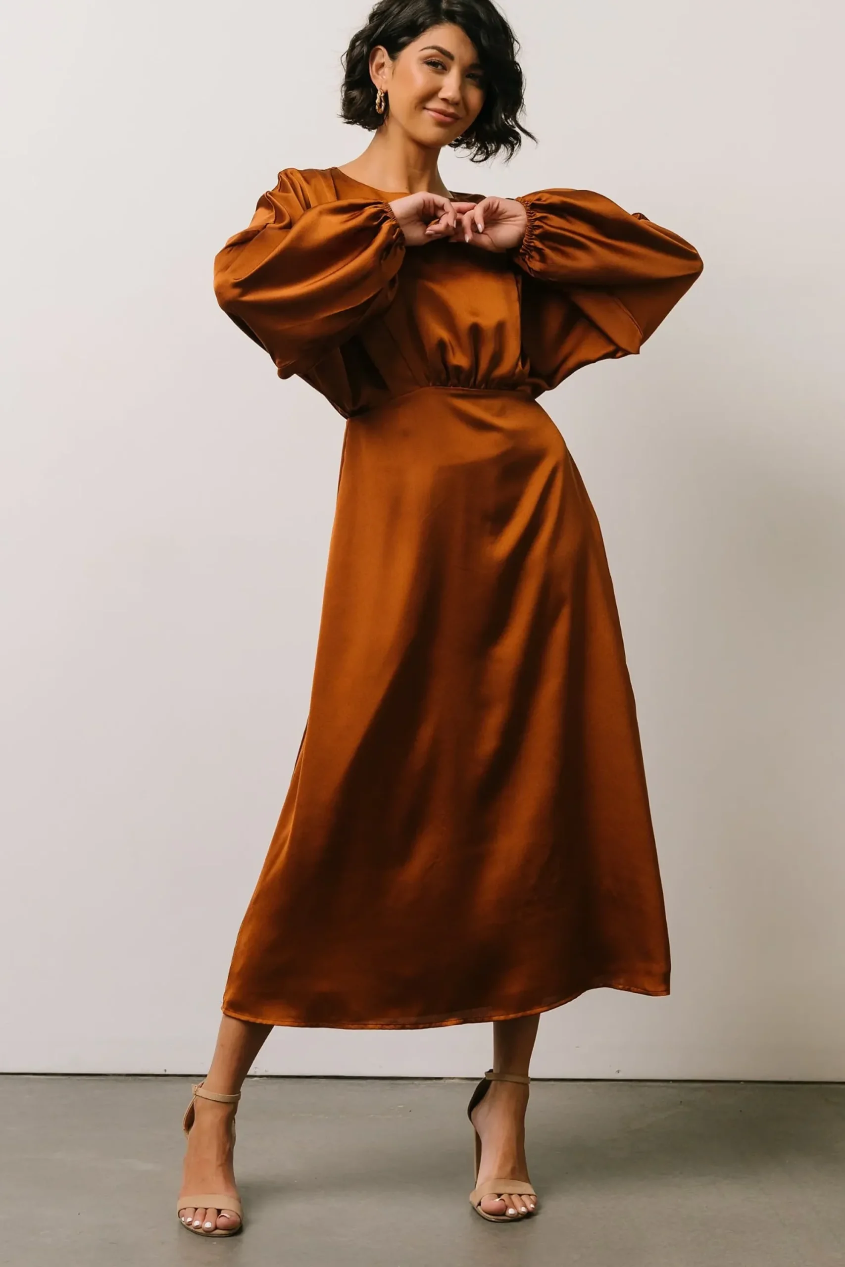 Clearance Baltic Born Balta Satin Midi Dress | Bronze