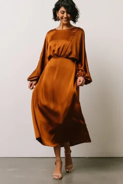 Clearance Baltic Born Balta Satin Midi Dress | Bronze