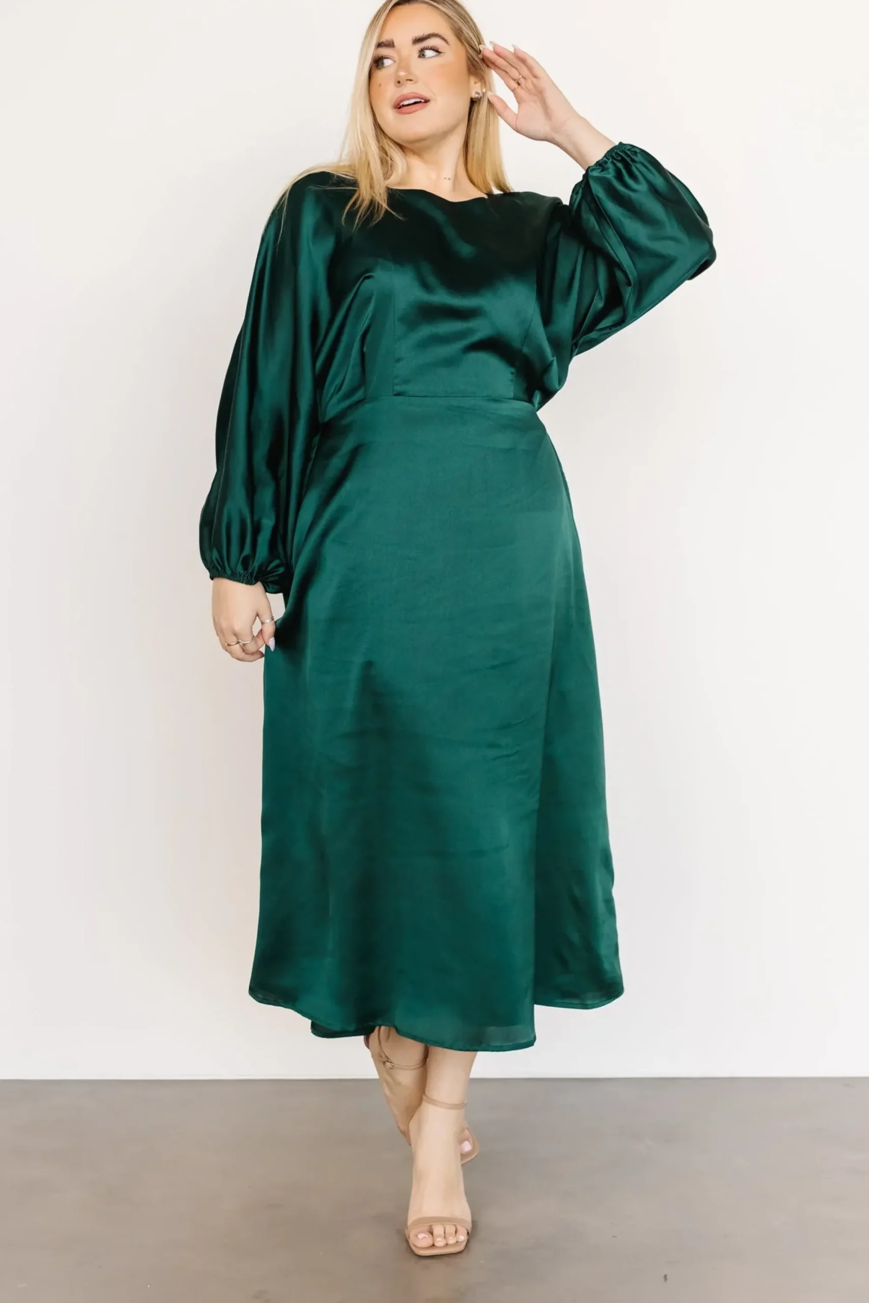 New Baltic Born Balta Satin Midi Dress | Emerald