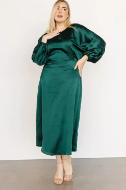 New Baltic Born Balta Satin Midi Dress | Emerald