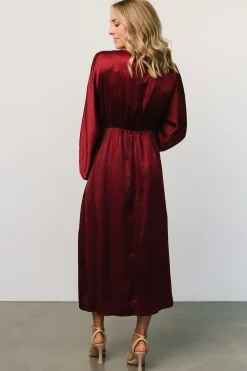 New Baltic Born Balta Satin Midi Dress | Merlot