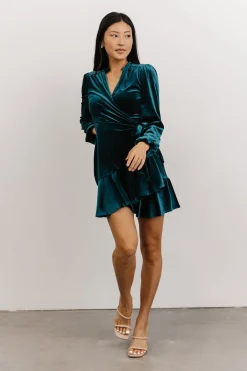 Fashion Baltic Born Barre Velvet Wrap Mini Dress | Jade