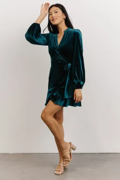 Fashion Baltic Born Barre Velvet Wrap Mini Dress | Jade