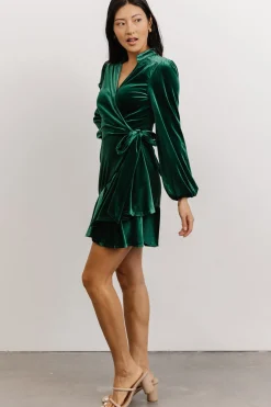 Best Baltic Born Barre Velvet Wrap Mini Dress | Green