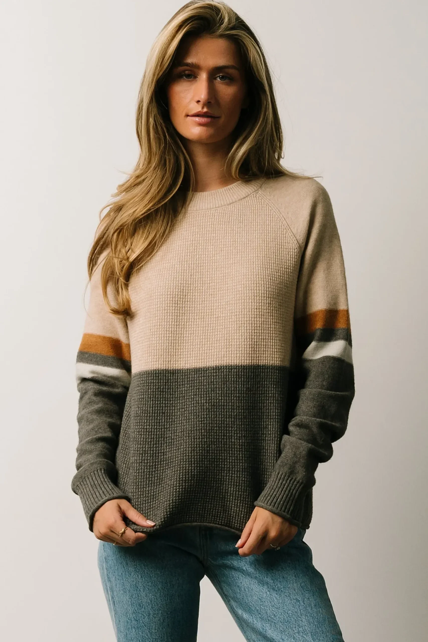 Hot Baltic Born Baylor Color Block Sweater | Natural Multi