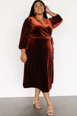 Outlet Baltic Born Beckinsale Velvet Wrap Dress | Cinnamon