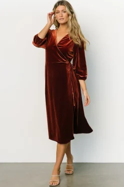 Outlet Baltic Born Beckinsale Velvet Wrap Dress | Cinnamon
