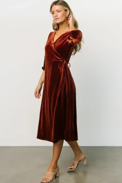 Outlet Baltic Born Beckinsale Velvet Wrap Dress | Cinnamon