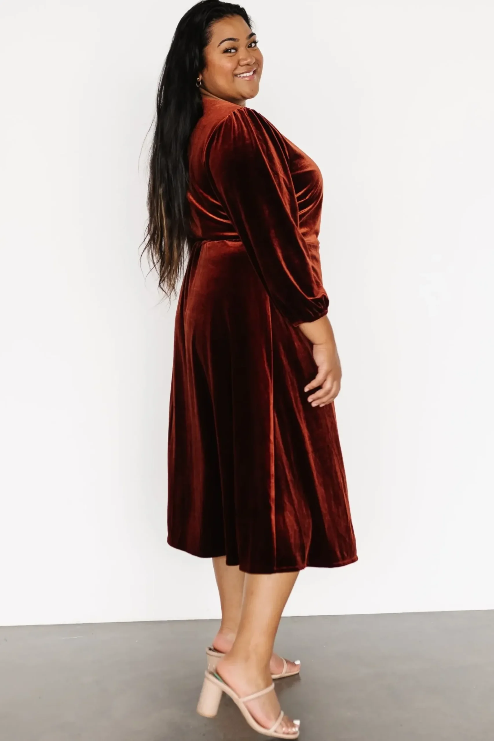 Outlet Baltic Born Beckinsale Velvet Wrap Dress | Cinnamon