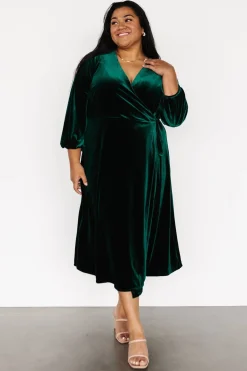 Hot Baltic Born Beckinsale Velvet Wrap Dress | Dark Green