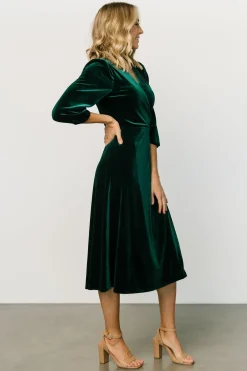 Hot Baltic Born Beckinsale Velvet Wrap Dress | Dark Green