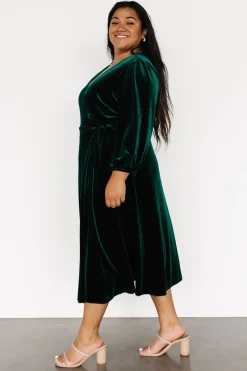 Hot Baltic Born Beckinsale Velvet Wrap Dress | Dark Green
