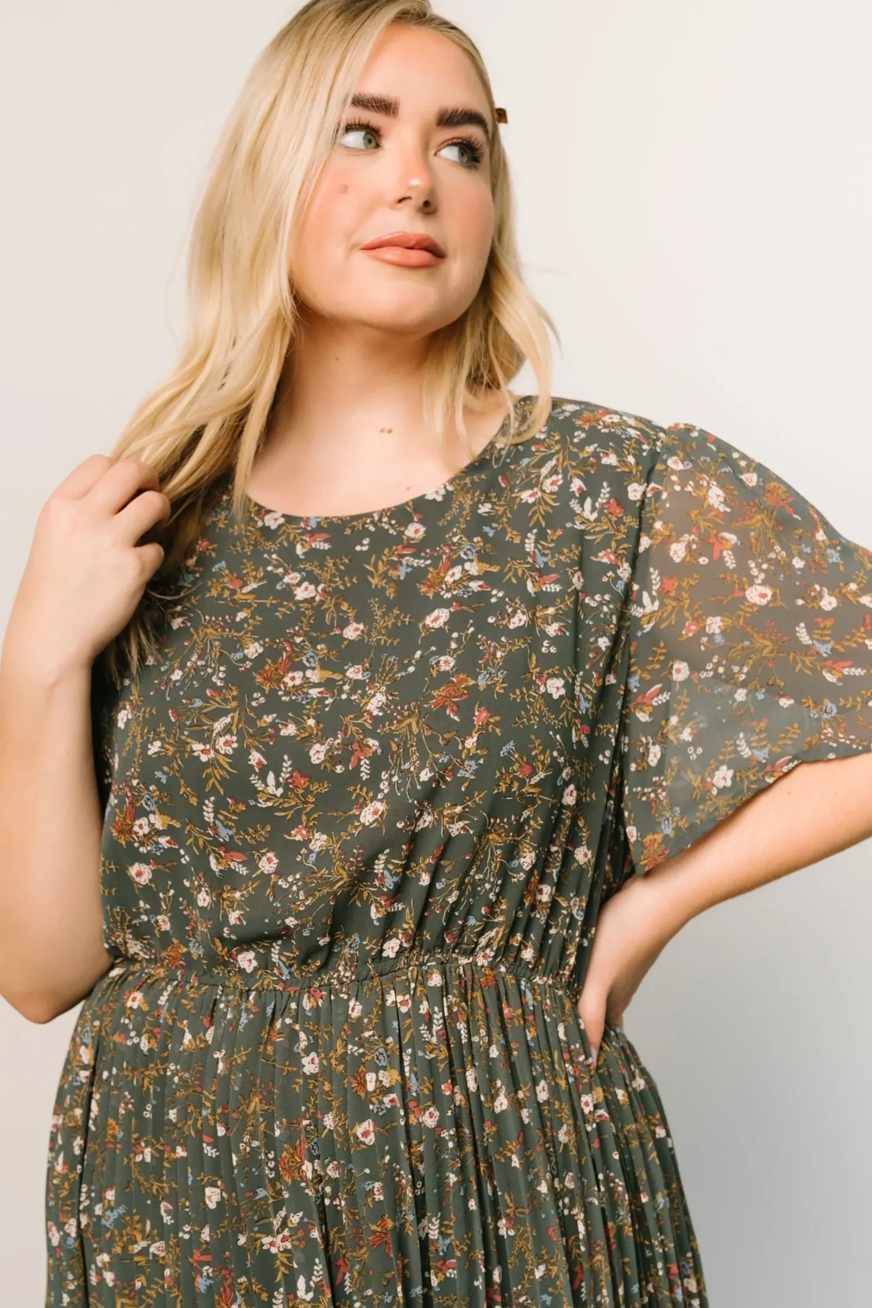 Clearance Baltic Born Belfast Pleated Midi Dress | Antique Jade Floral