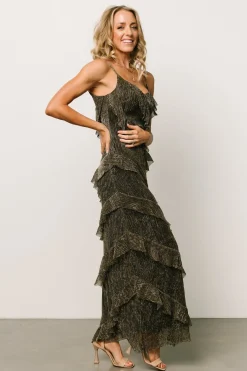 Hot Baltic Born Belisama Ruffle Gown | Black + Gold