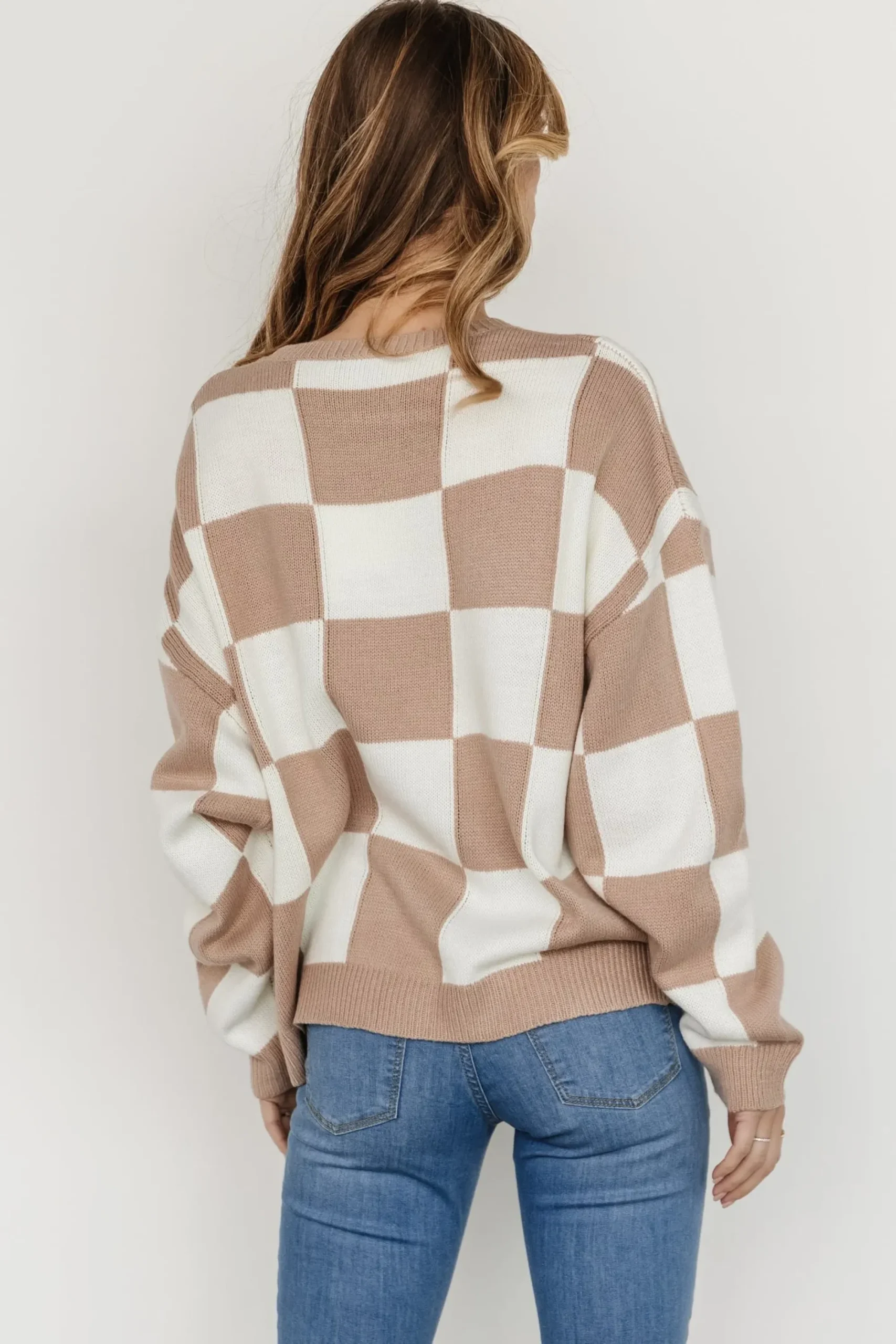 Fashion Baltic Born Bella Checkered Sweater | Taupe