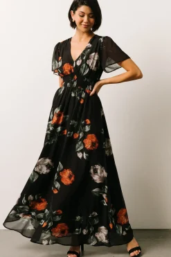 Clearance Baltic Born Birdie Maxi Dress | Black + Rust Floral