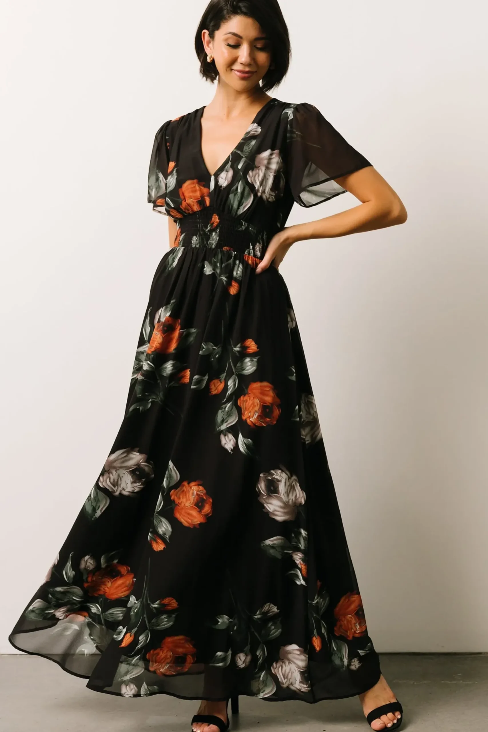 Clearance Baltic Born Birdie Maxi Dress | Black + Rust Floral