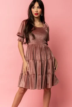 Sale Baltic Born Bliss Smocked Velvet Short Dress | Vintage Rose